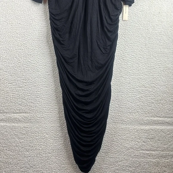 NWT Kiyonna Womens Black V Neck Ruch Bodycon Stretch Midi Dress Plus Size 2X - Picture 5 of 11